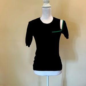 Black w/ green shoulder cut out top